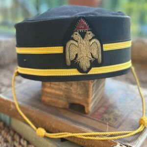 32 Degree Scottish Masonic Black & Gold  Cap